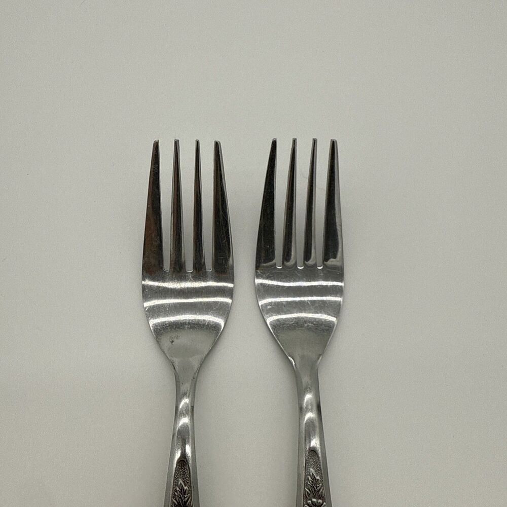 Vintage Stainless Steel Salad Forks Floral Japan Set Of 2 - Picture 2 of 5